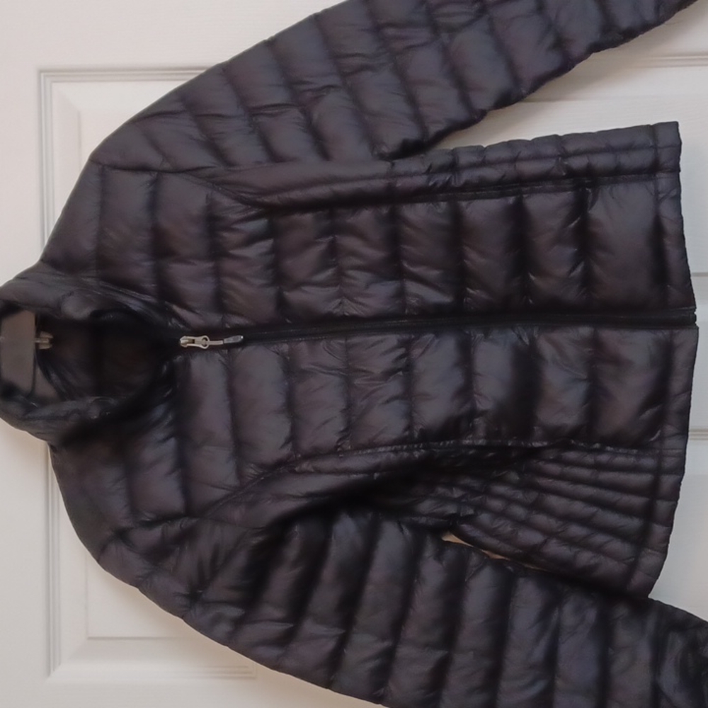 Weatherproof 32 black packable puffer coat down lined quilted